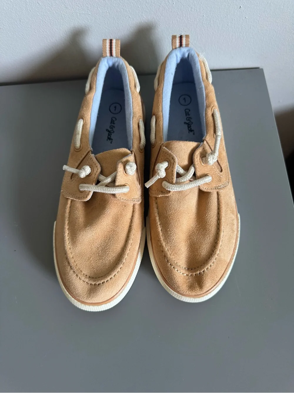 Cat & Jack Kids Tan Suede Moccasin Boat Shoes